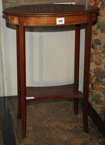 Edwardian mahogany two-tier oval occasional table